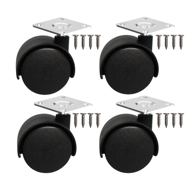 Dalyndar 1.5 Inch Caster Wheels Replacement Universal Small Swivel Rollers for Furniture Filing Cabinet Desk Table Drawer Cart Box Shelf, 4 Pack 360 Degree Rolling Top Mounted Screw in Plate Castors - Image 1